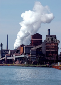 Factory along the Detroit River.